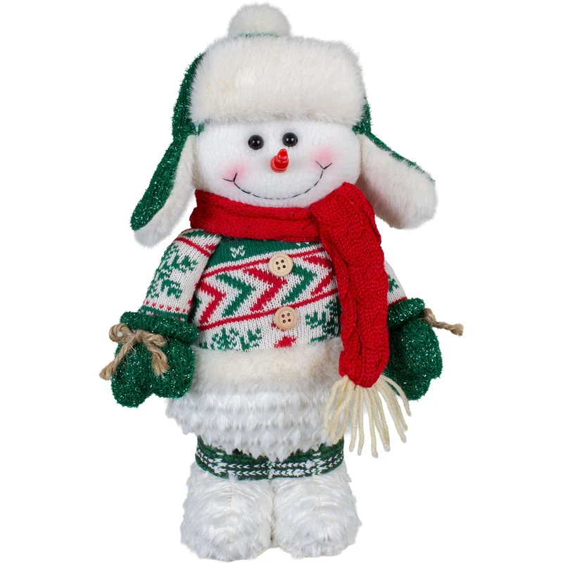 Schneemann-Paar mit Wintermützen – 2 Weihnachtsfiguren 38–48 cm