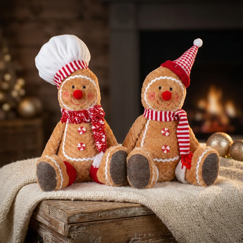 Lebkuchenfiguren zum Sitzen – 2er Paar festliche Designs, 30 cm