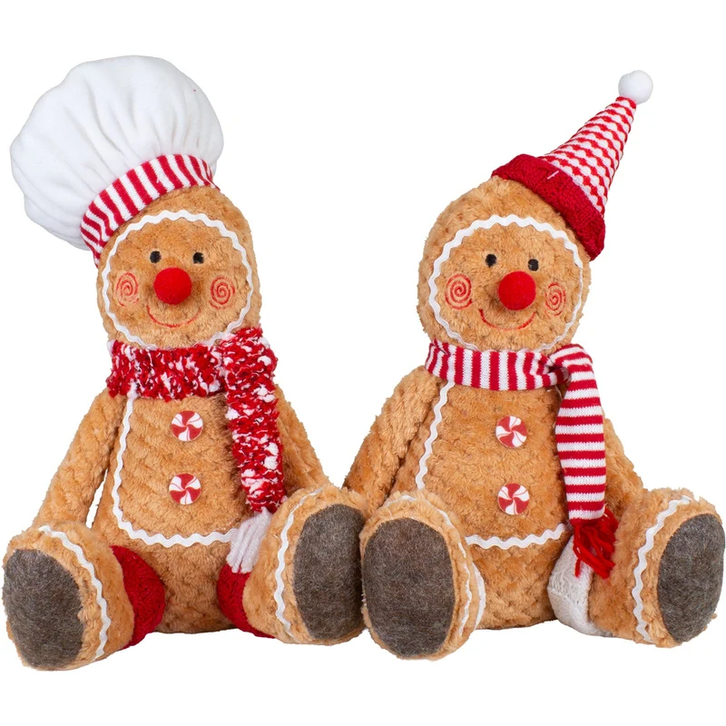 Lebkuchenfiguren zum Sitzen – 2er Paar festliche Designs, 30 cm