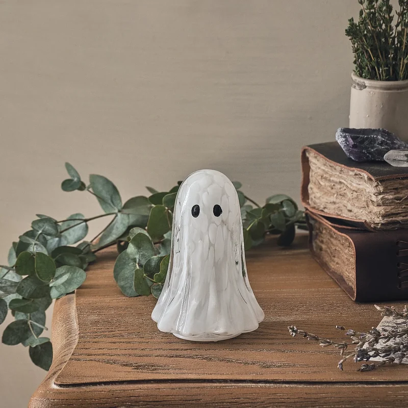 Gertie LED-Halloween-Geist-Deko aus Konfettiglas - klein