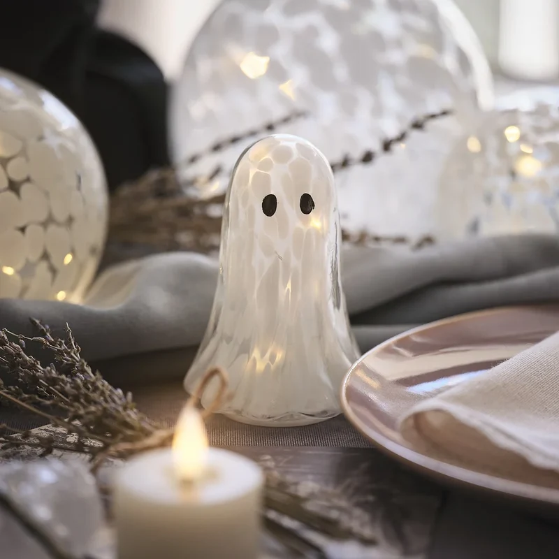 Gertie LED-Halloween-Geist-Deko aus Konfettiglas - klein