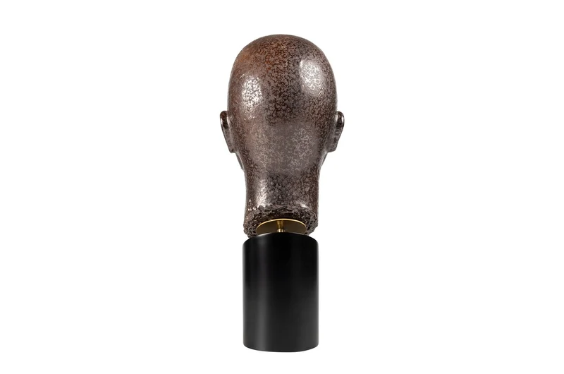 Casa Padrino Luxus Deko Skulptur Muschelform Bronze / Schwarz 15,5 x 20 x H. 41 cm - Geschwungene Skulptur in Bronze-Optik auf schwarzem Sockel - Luxus Deko Accessoires