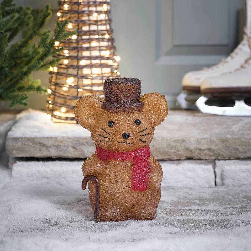 25cm LED-Acryl-Weihnachtsfigur Merlin die Maus mit Timer für den Außenbereich