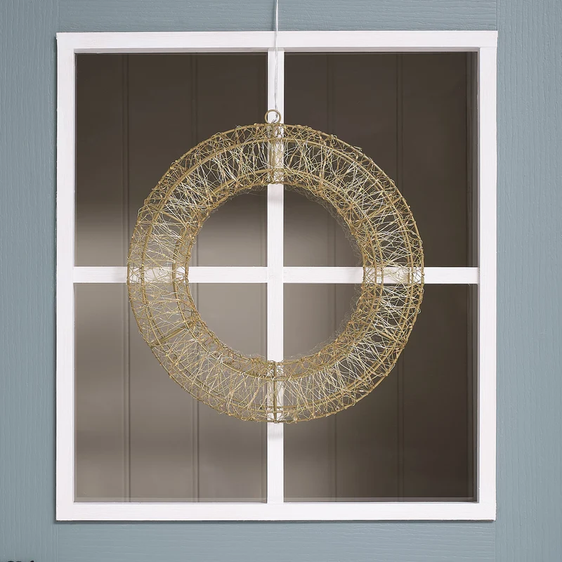 38cm Goldener LED-Weihnachtskranz für Außen mit Mikro-LEDs