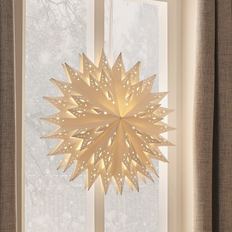 58cm LED Papierstern Weihnachtsdeko zum Aufhängen in Warmweiß