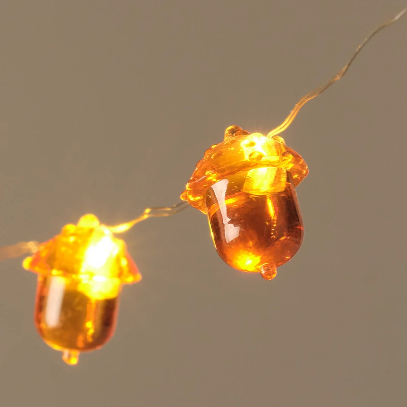 20er Eichel LED-Mikro-Lichterkette mit Timer in Warmweiß