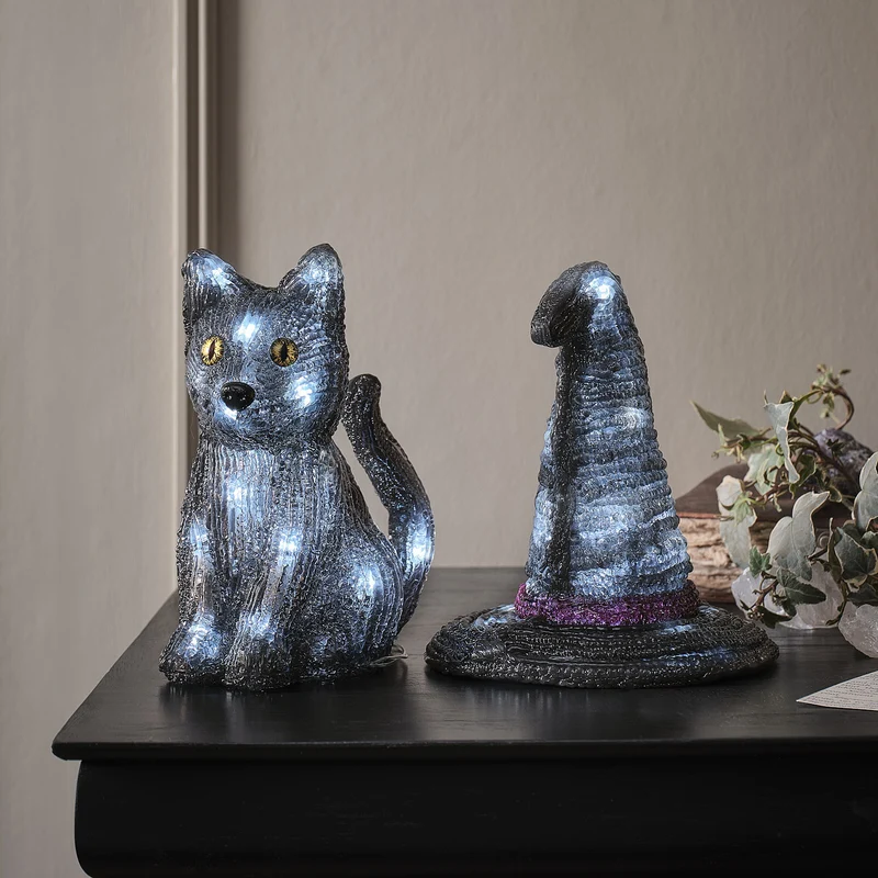 LED-Hexenhut Halloween 3D-Acrylfigur mit Timer für den Außenbereich