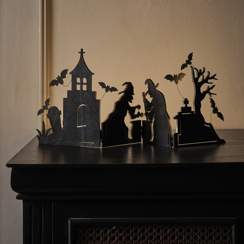 Brühende Hexen LED-Halloween-Fensterdeko mit Timer
