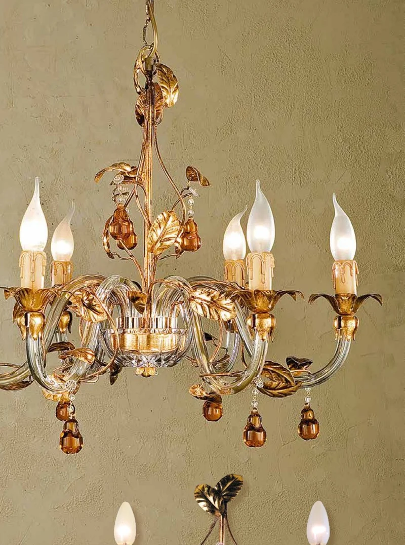 Casa Padrino Barock Kronleuchter Gold Ø 70 x H. 55 cm 6-flammig - Handgefertigte Leuchte aus Italien - Barock Leuchten
