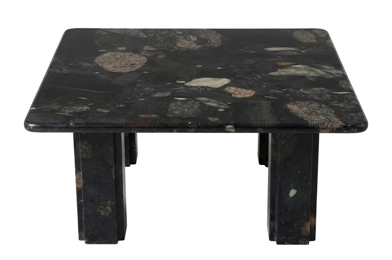 Casa Padrino Luxus Marmor Couchtisch Schwarz 70 x 70 x H. 33,5 cm - Quadratischer Couchtisch mit abgerundeten Ecken aus hochwertigem Norvigo Marmor - Luxus Möbel