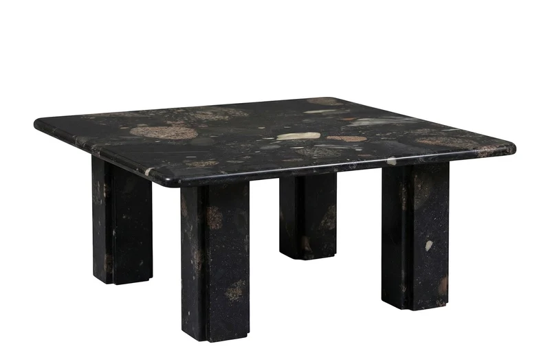 Casa Padrino Luxus Marmor Couchtisch Schwarz 70 x 70 x H. 33,5 cm - Quadratischer Couchtisch mit abgerundeten Ecken aus hochwertigem Norvigo Marmor - Luxus Möbel