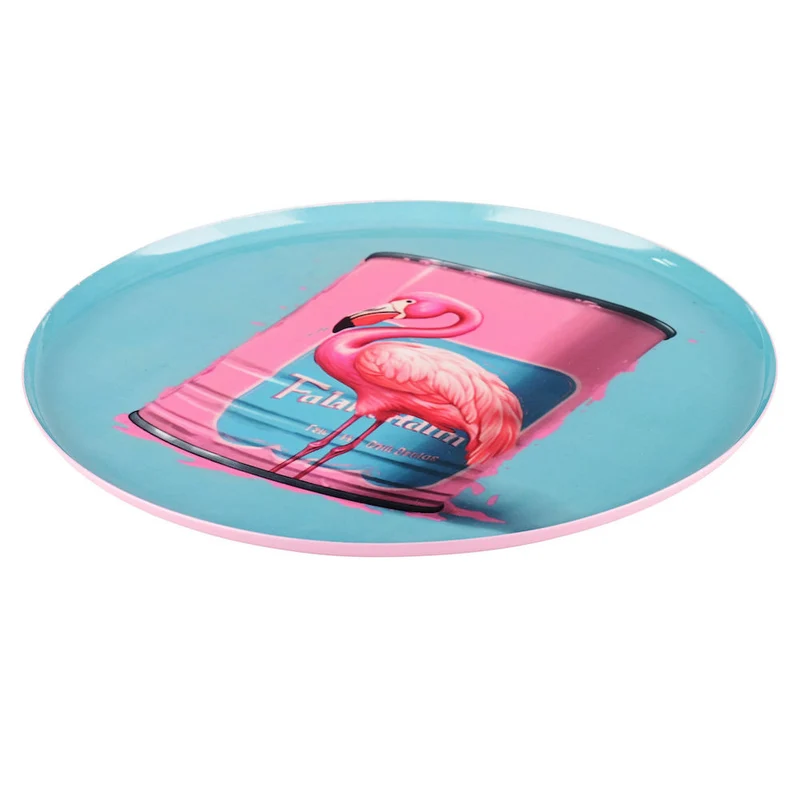 Dekotablett rund, FLAMINGO, blau-rosa ø22,8cm
