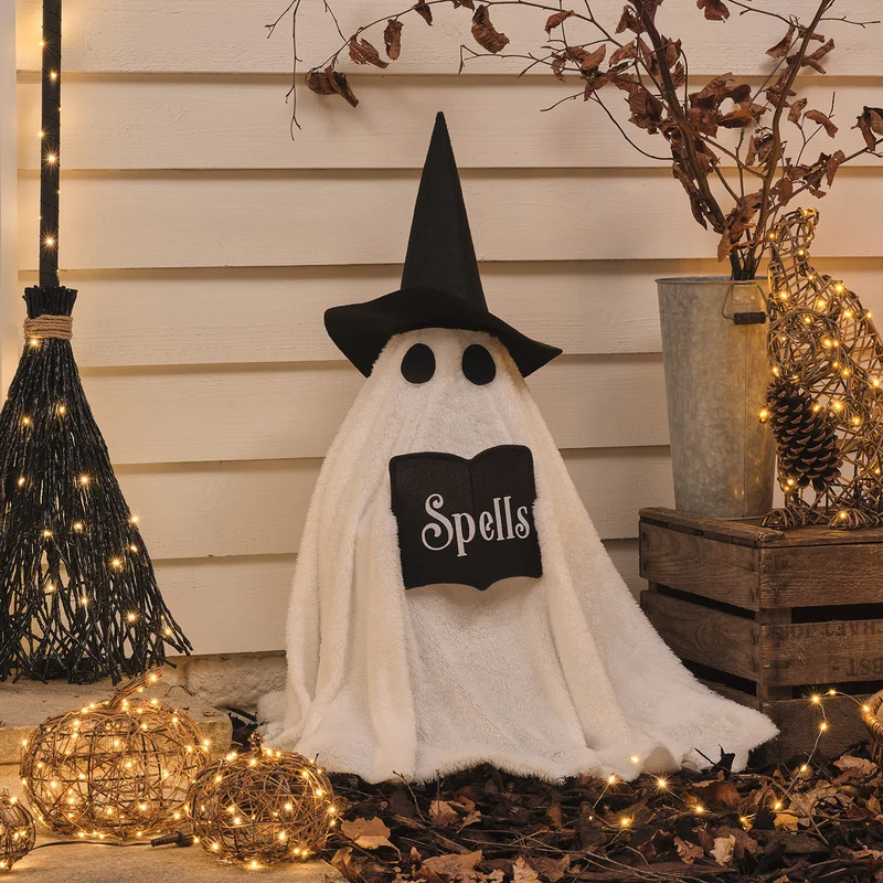 Wanda LED-Halloweenfigur Hexen-Geist für außen in Weiß