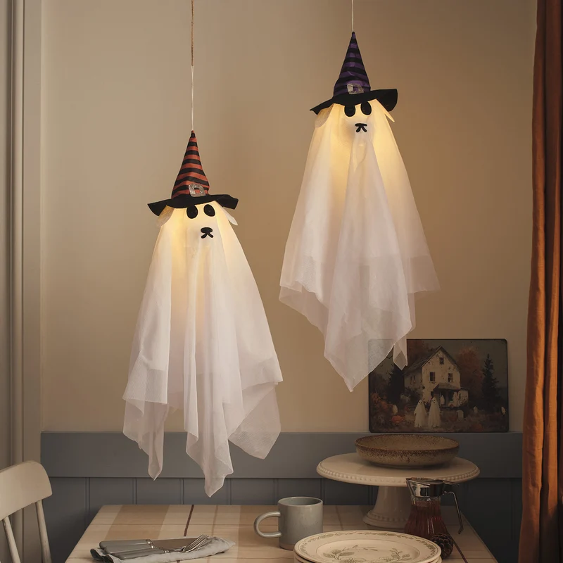 2er Set LED Halloween Hängedeko Geisterhunde