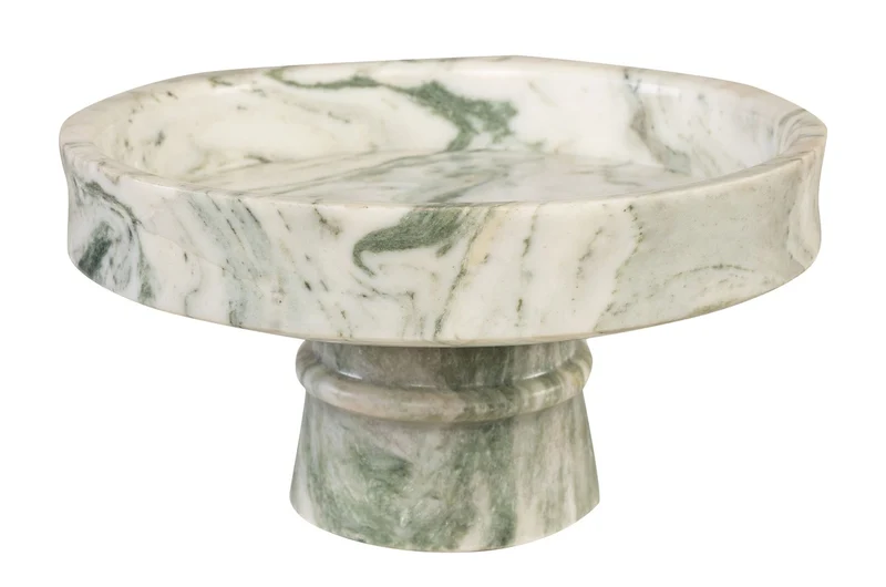 Casa Padrino Luxus Marmor Schale Grün 30 x 30 x H. 15 cm - Weit geöffnete Schale auf rundem Fuß aus hochwertigem Indian Green Onyx - Luxus Deko Accessoires