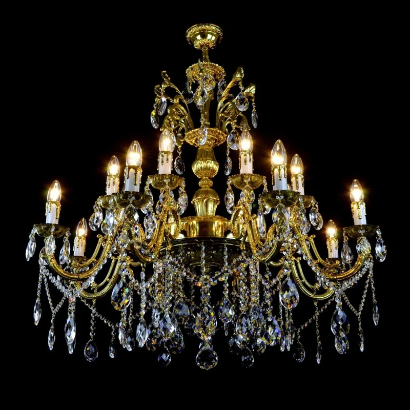 Casa Padrino Luxus Barock Kristall Kronleuchter Gold Ø 78 x H. 65 cm - Prunkvolle Messing Kronleuchter mit böhmischem Kristallglas - Barock Möbel - Edel & Prunkvoll