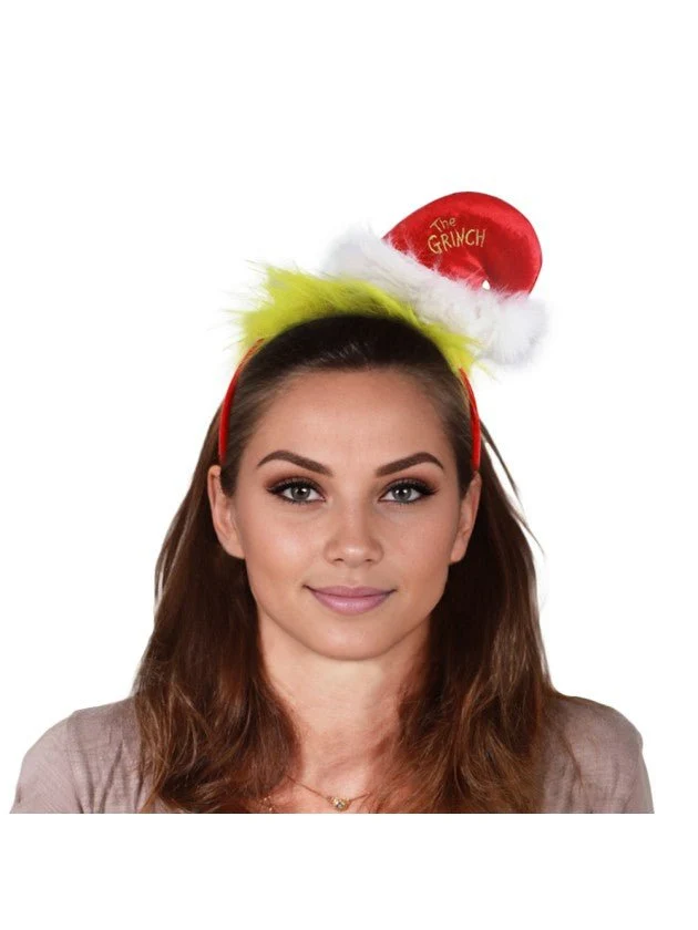 The Grinch-Weihnachtsdiadem mit Mini-Weihnachtsmütze