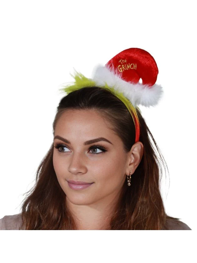 The Grinch-Weihnachtsdiadem mit Mini-Weihnachtsmütze