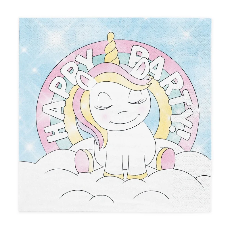 Unicorn Servietten „Happy Birthday“, 33 cm, 20 Stück