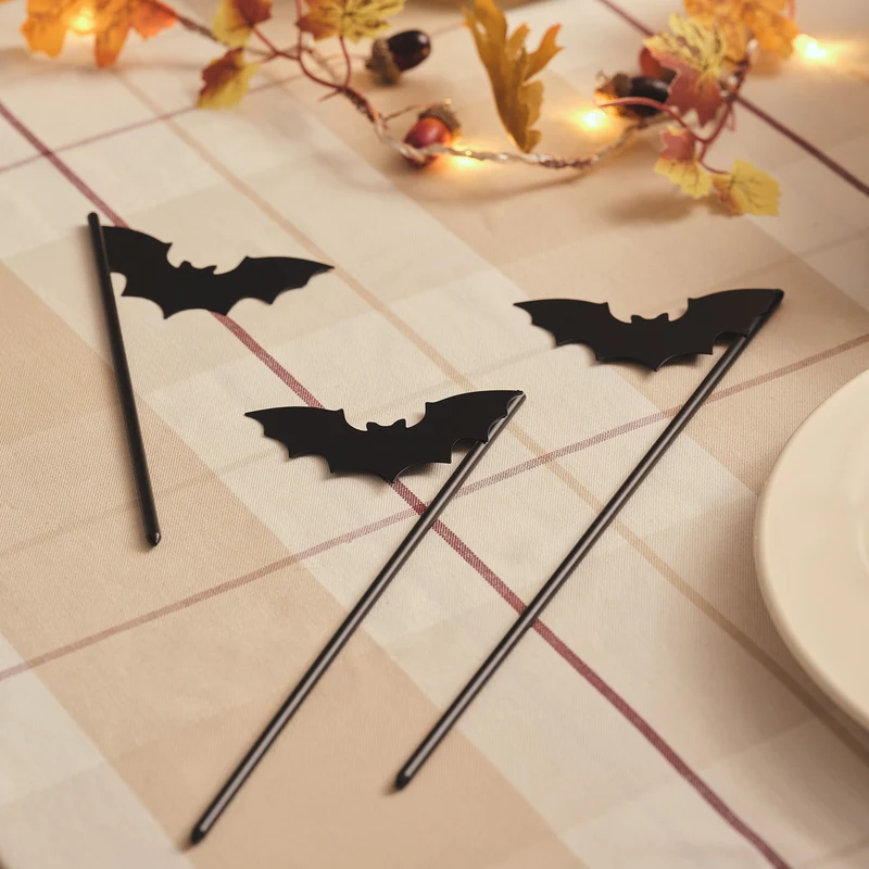 3er Set Halloween Fledermaus Gartenstecker in Schwarz