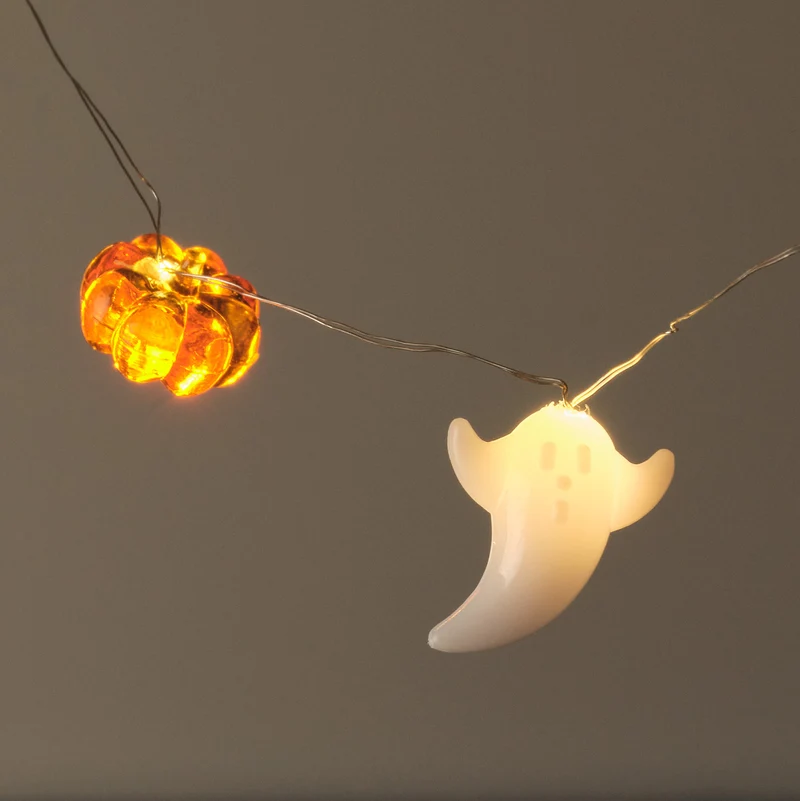 20er Halloween LED-Mikro-Lichterkette Geister & Kürbisse mit Timer