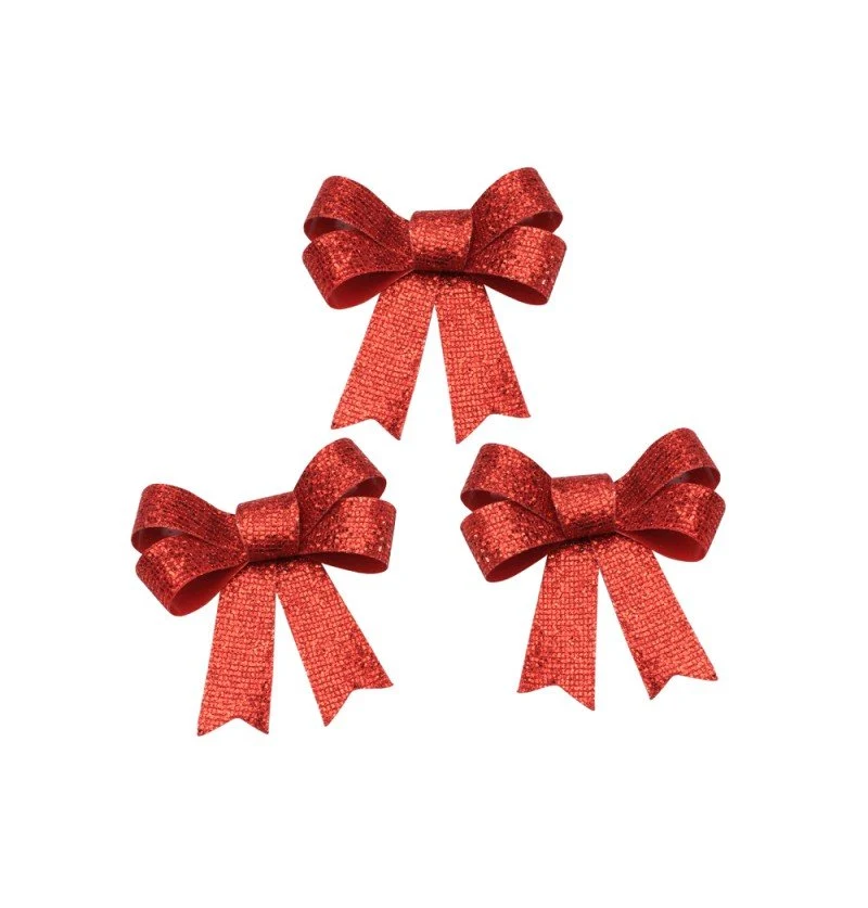 Rote Schleife Glitter 12,7cm 3Stk