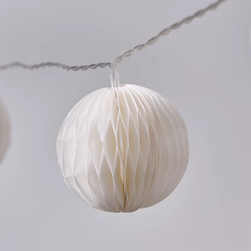 10er LED Lampion Lichterkette Bälle aus Papier