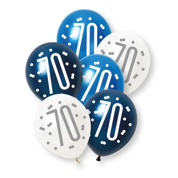 70 Jahre Ballon-Set Blau 30 cm 6 Stück