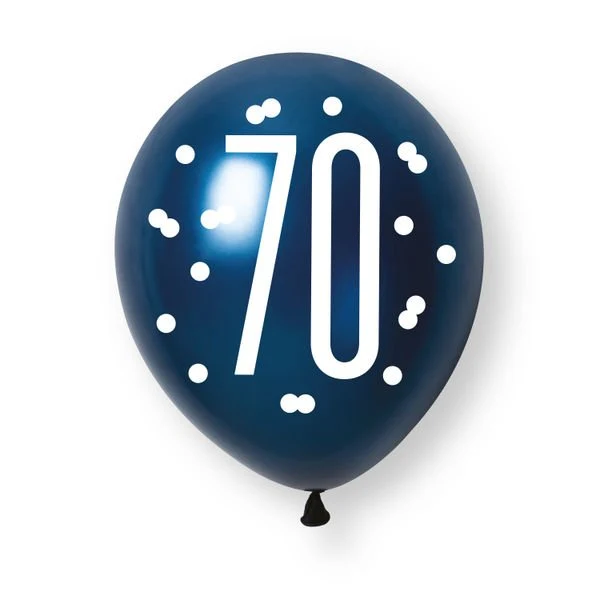 70 Jahre Ballon-Set Blau 30 cm 6 Stück