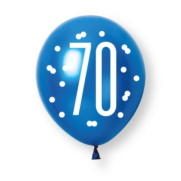 70 Jahre Ballon-Set Blau 30 cm 6 Stück