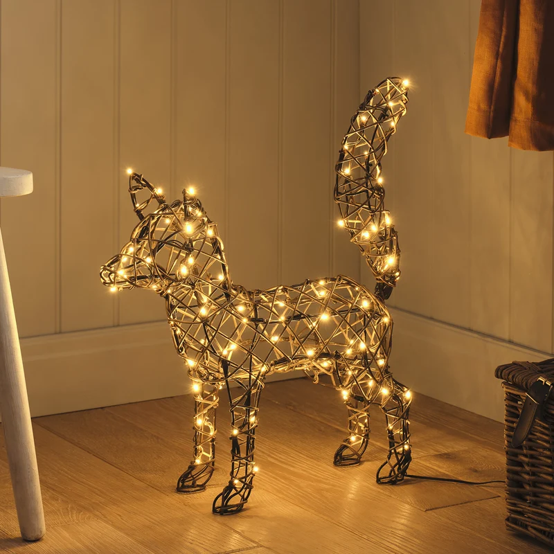Sherwood Rattan LED-Fuchs mit 100 LEDs & Timer