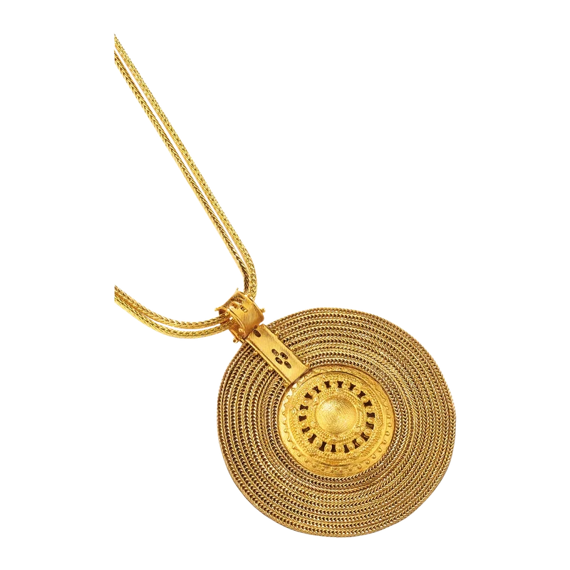 Symbolschmuck Collier Aton-Sonnenrad Gold