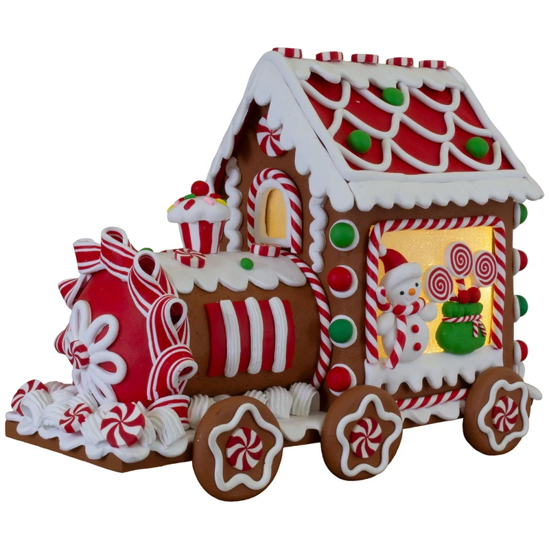 Bunter LED-Lebkuchenzug mit Schneemann – Festliche Weihnachtsdeko 26cm