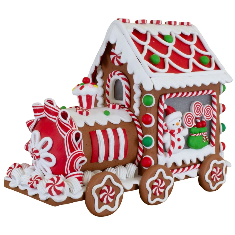 Bunter LED-Lebkuchenzug mit Schneemann – Festliche Weihnachtsdeko 26cm