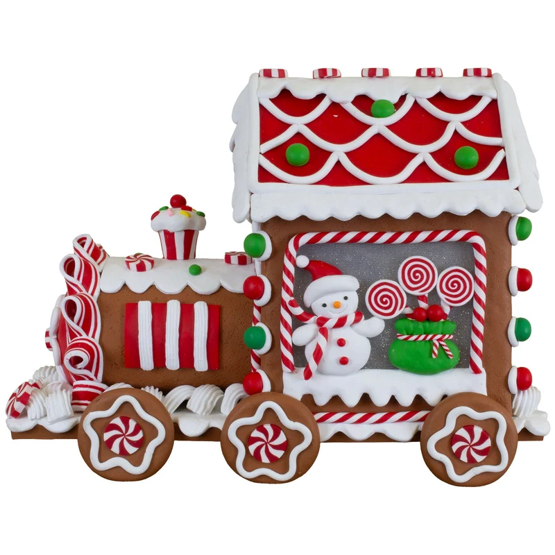 Bunter LED-Lebkuchenzug mit Schneemann – Festliche Weihnachtsdeko 26cm