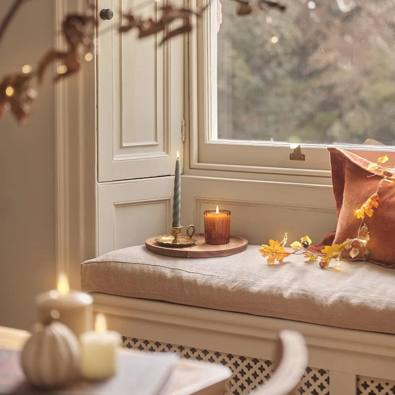 TruGlow® LED-Kerze im geriffelten Glas mit Fernbedienung in Orange