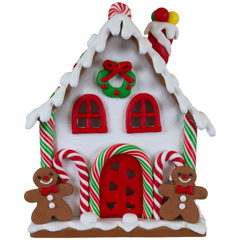 Festliches LED-Lebkuchenhaus 17cm – mit Zuckerstangen & Figuren