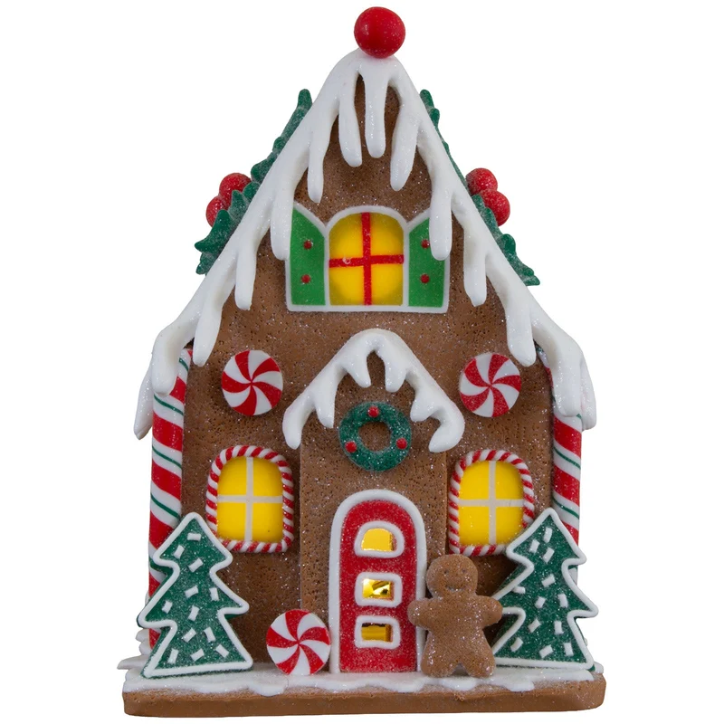 LED Lebkuchenhaus 18 cm – Leuchtendes Dekohaus mit Lebkuchenmann