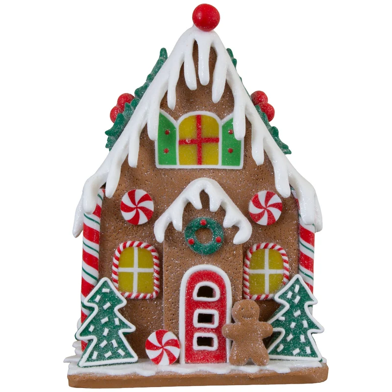 LED Lebkuchenhaus 18 cm – Leuchtendes Dekohaus mit Lebkuchenmann