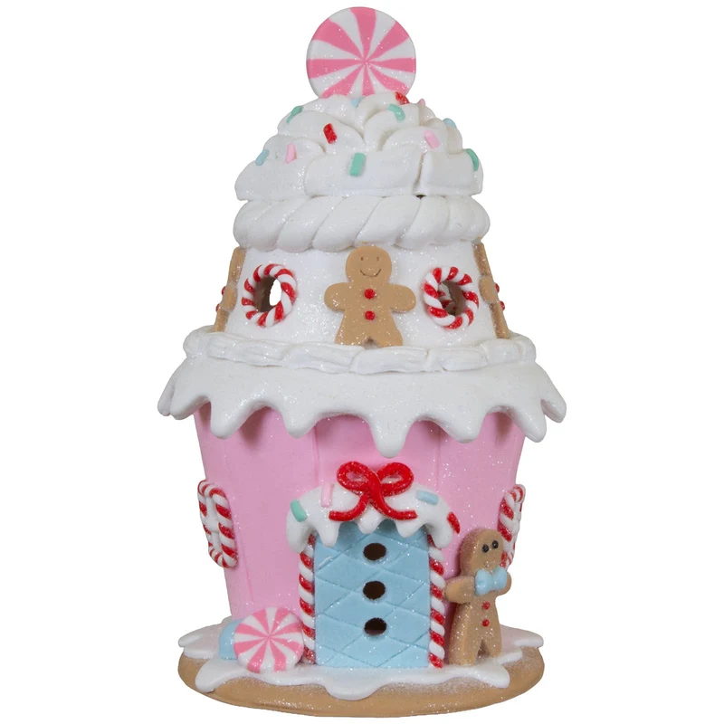 2er Set Lebkuchenhäuser im Pastellfarbenden Muffin-Design 16 cm