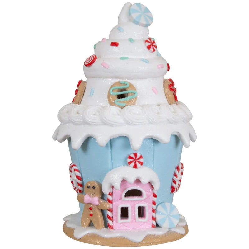 2er Set Lebkuchenhäuser im Pastellfarbenden Muffin-Design 16 cm