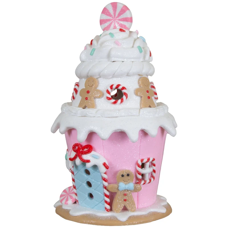 2er Set Lebkuchenhäuser im Pastellfarbenden Muffin-Design 16 cm