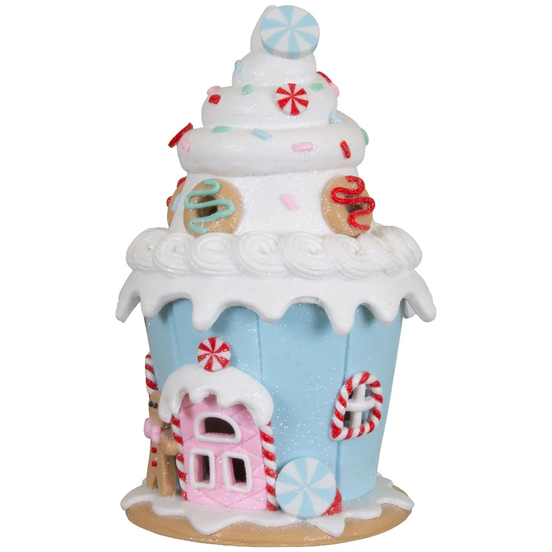 2er Set Lebkuchenhäuser im Pastellfarbenden Muffin-Design 16 cm