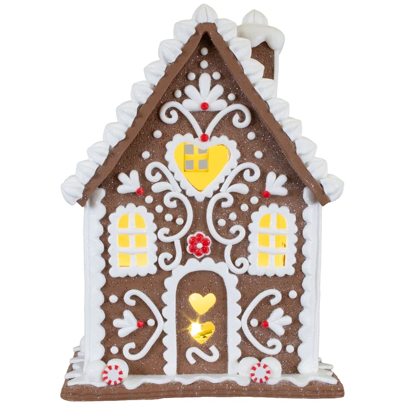 LED Lebkuchenhaus 20 cm – Leuchtendes Dekohaus mit Herzfenster