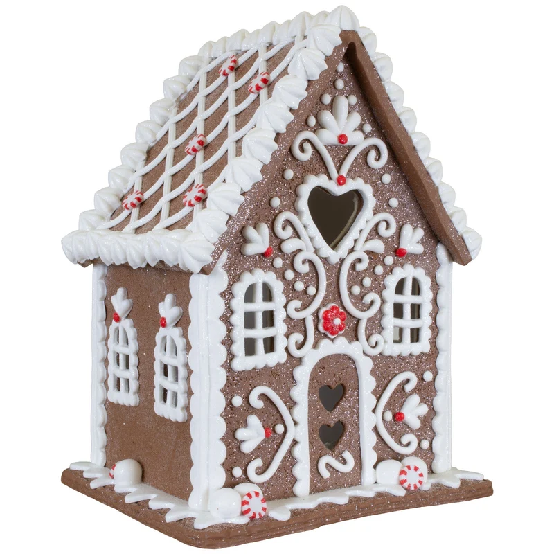 LED Lebkuchenhaus 20 cm – Leuchtendes Dekohaus mit Herzfenster