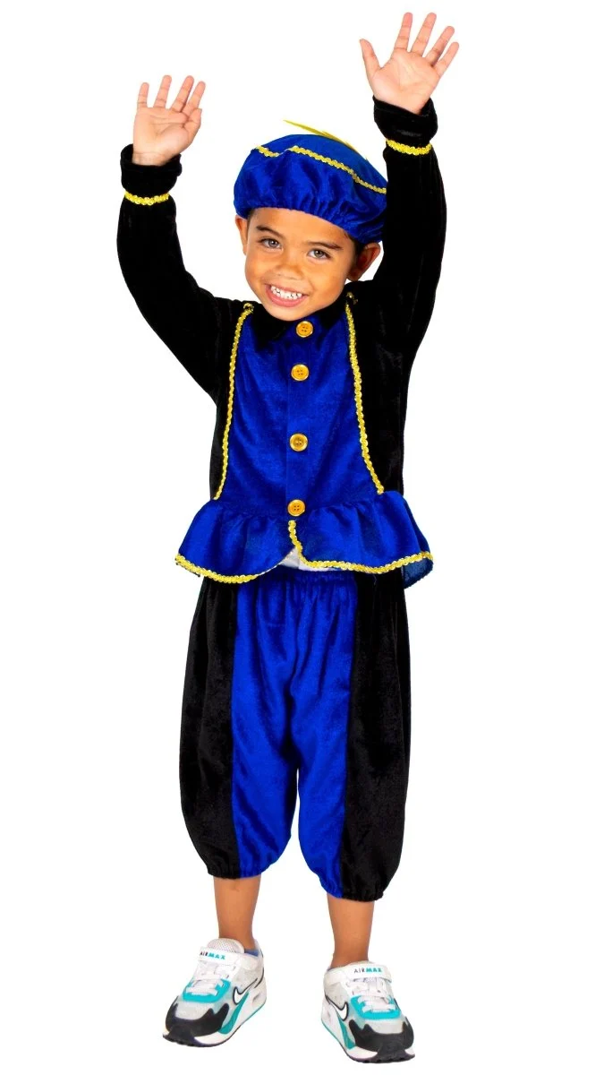 Piet-Kostüm für Kinder, blau/schwarz