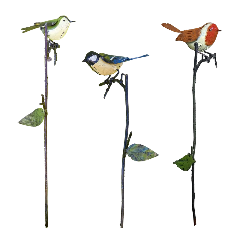 Gartenstecker Singvögel aus Metall
