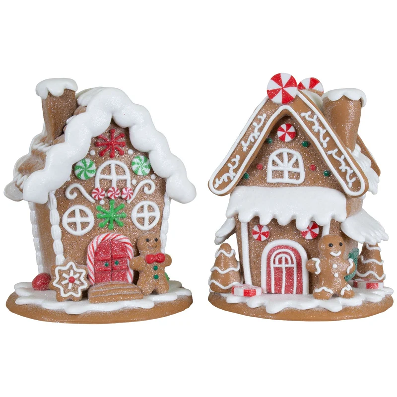 Lebkuchenhaus 14cm 2er Set - Zuckersüße Lebkuchenhäuser in 2 Designs