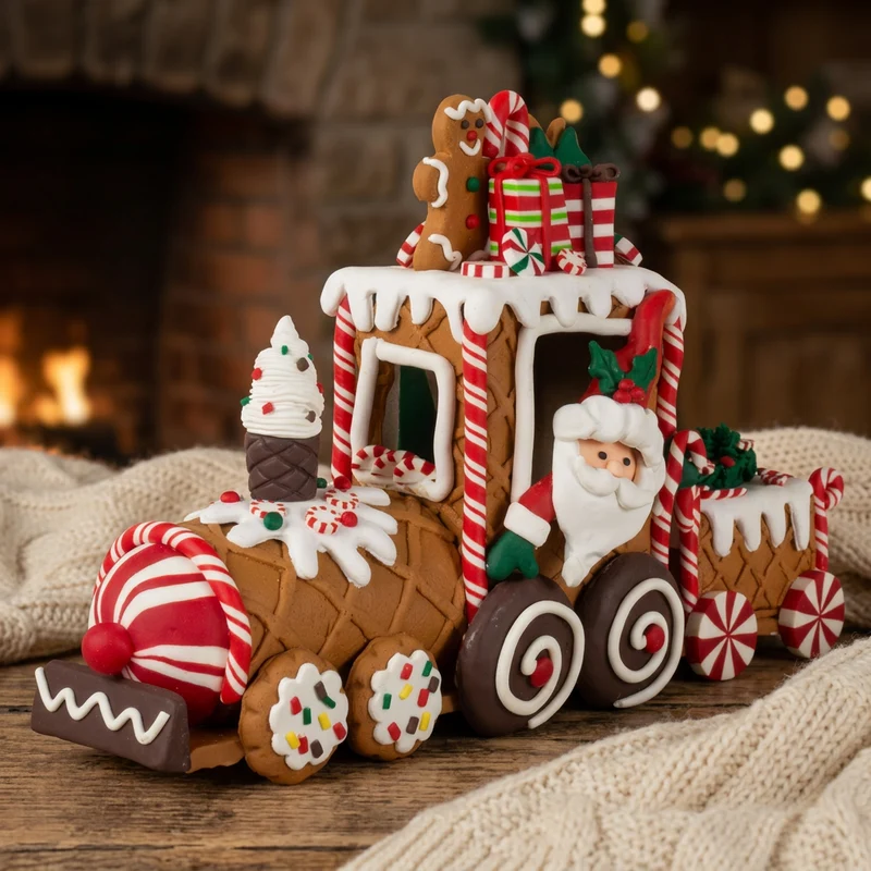 Lebkuchenzug 26cm – festlicher Weihnachtszug mit Nikolaus & Geschenken