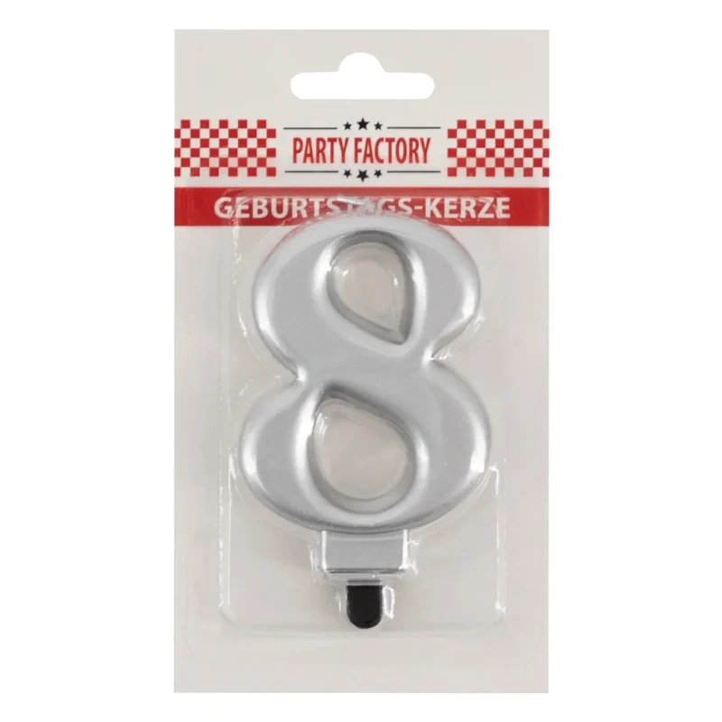 8-Jahres-Kerze, silbermetallic, 7 cm